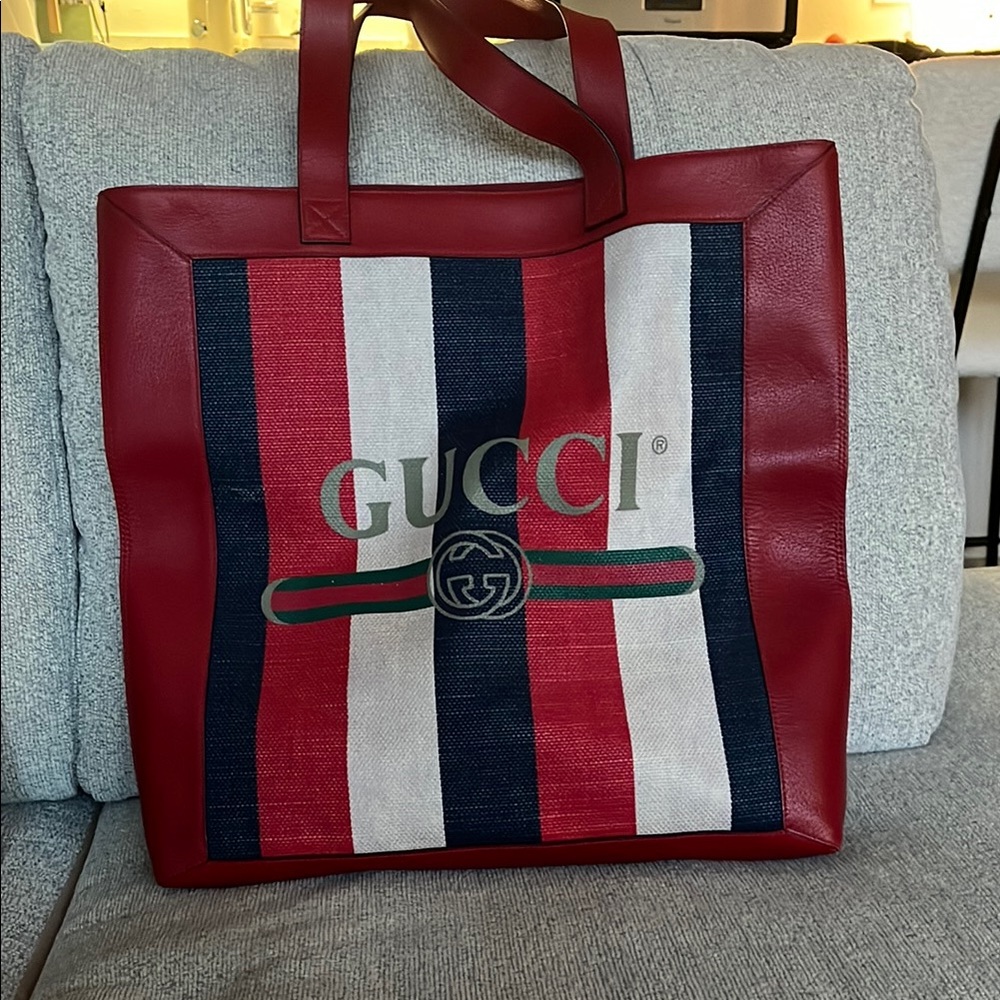 Gucci Red and Blue Sylvie Web Tote Bag